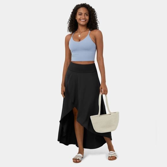 Halara Breezeful™ Black High Waisted High Low Ruffle 2-in-1 Maxi Skirt | NEW🖤 - Picture 5 of 9